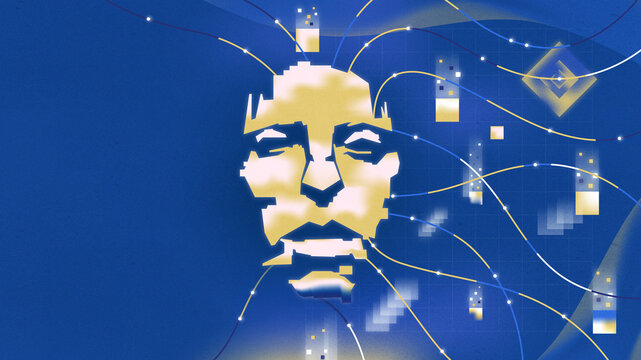 Artifactual intelligence  AI technology with a robot analyzing data.