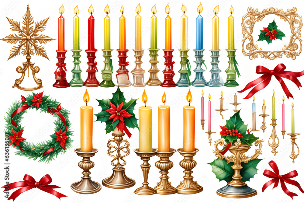 Wall mural christmas candles and decorations