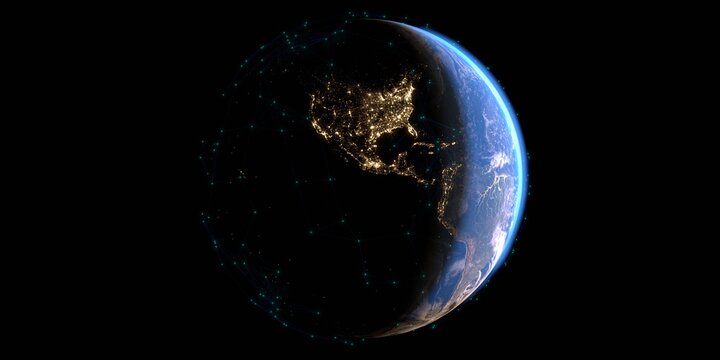 Celestial Connections: Earth Enveloped by an Interconnected Satellite 