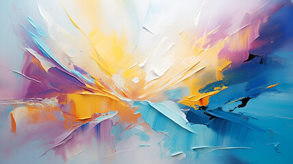  Splashes of bright paint on canvas. Interior painting design. Beautiful background, AI generative