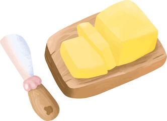 Cute sweet butter and knife hand painting