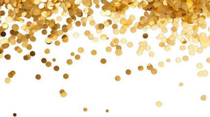 Gold confetti celebrations design isolated on transparent background. Abstract background party celebration golden confetti