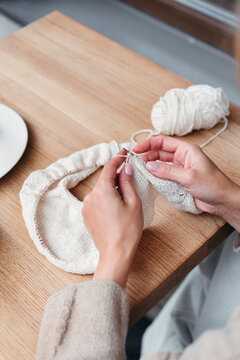 Cozy knitting hobby.