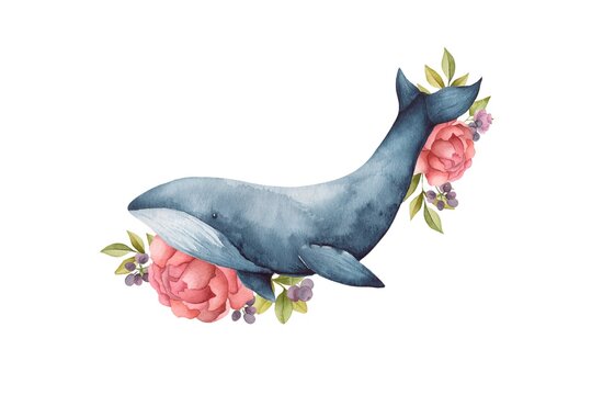Whale in flowers