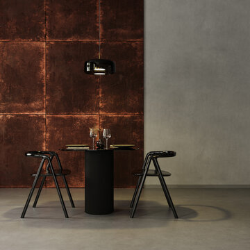 Contemporary fine dining restaurant concept, restaurant table , 3d