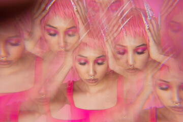 Trendy Asian female with fashion makeup