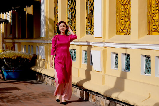 Young Girl Walking On The Street