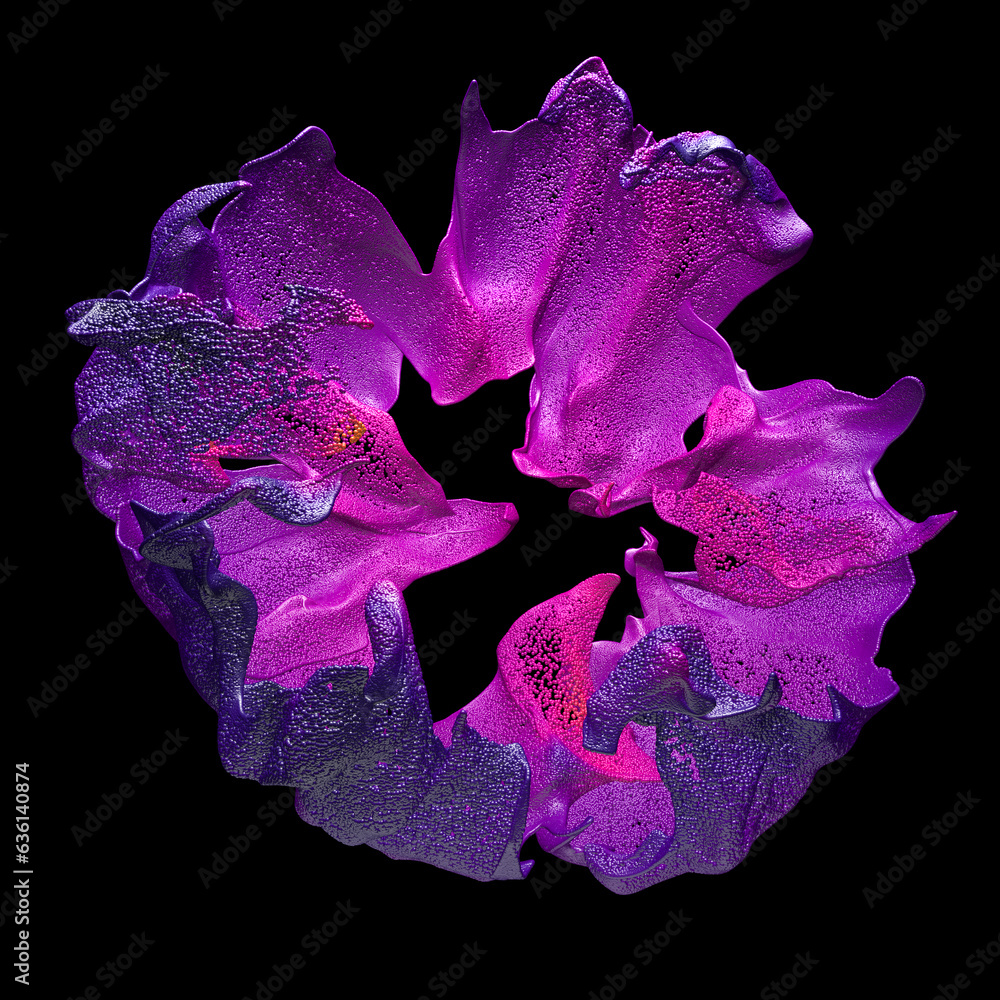 Aufkleber abstract art with surreal growing explosion wavy smoke cloud splash fluid. small colored foam balls 
