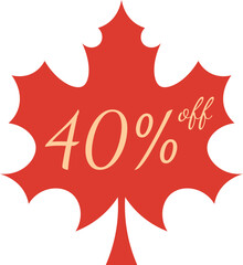 Fall Sale 40 Percent Discount Vector Sticker Tag