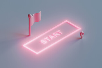 location icons and a start sign