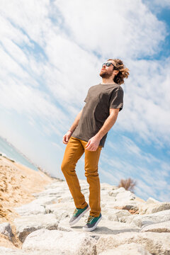 Slanted portrait of man standing