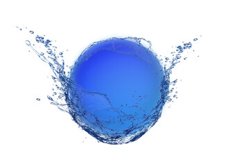 Fototapeta na wymiar 抽象的な青い水しぶきと青い気泡の3dイラスト