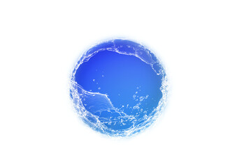 抽象的な青い水しぶきと青い気泡の3dイラスト