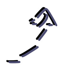 3d rendered illustration of Dark blue arrow points doodle line for Symbol graphic object on decoration