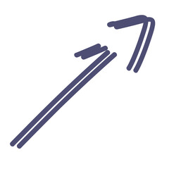 Dark blue arrow points doodle line for Symbol graphic object on decoration vector illustration