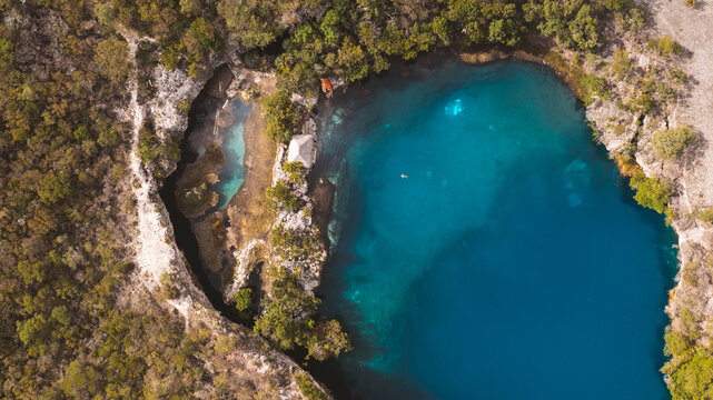 blue cenote from above