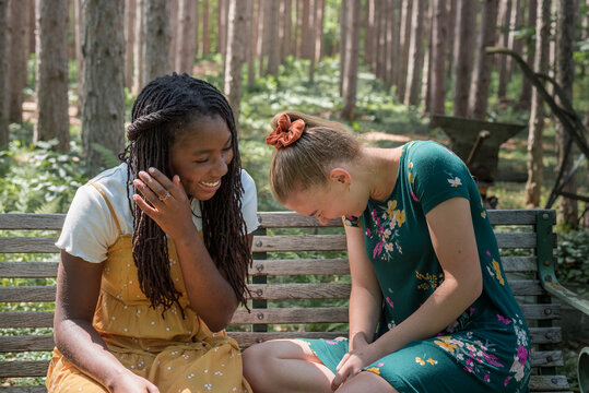 Teen friends laughting