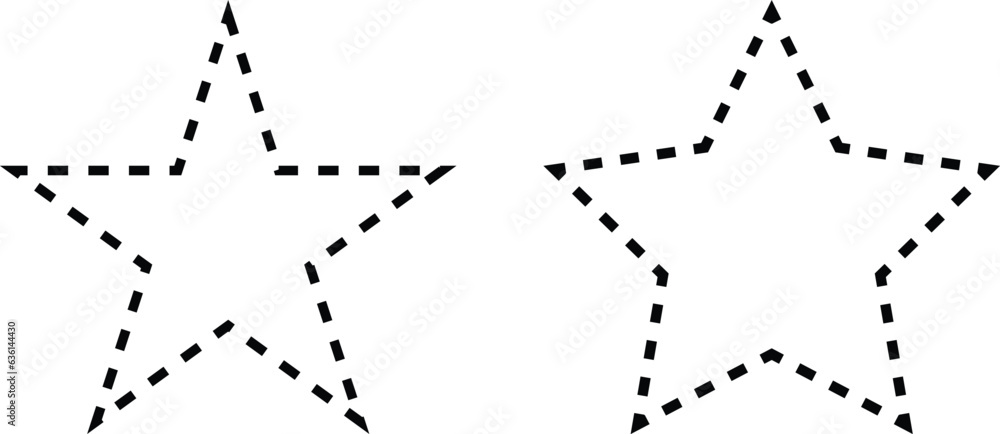 Poster star shape dashed icon set vector isolated on white background