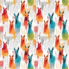 Gordijnen Vector image of a simple llama pattern Seamless texture for easy use in design projects High quality and versatile pattern suitable for various applications © Татьяна Мищенко