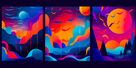 A collection of visually appealing gradient backgrounds Illustrations that can be used for a variety of design projects Abstract and versatile designs suitable for a variety of purposes