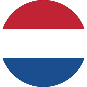 Round flag of the Netherlands . Netherlands round button flag vector. National Dutch flag
