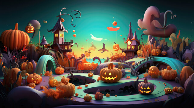 halloween 3D cartoon style