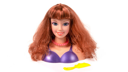 Doll Head Isolated on white background. Mannequin