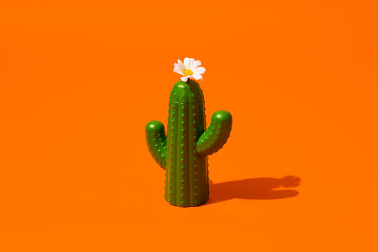 fake cactus in bloom