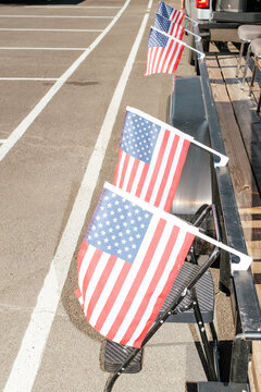American Flags On A Float For Parade