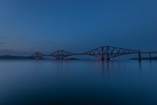 Twilight view of the Forth Bridge in Edinburgh