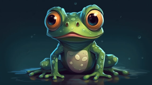 cute frog cartoon with smirk