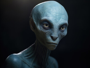 Macro portrait of an old blue alien