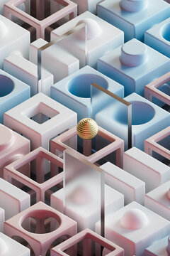 Fototapeta 3d abstract render with geometrical objects