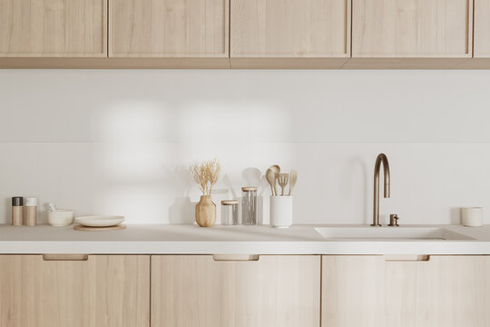 Modern home kicthen interior,3d rendering