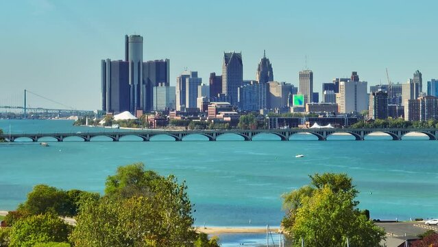Great Aerial Telephoto View Of Detroit 