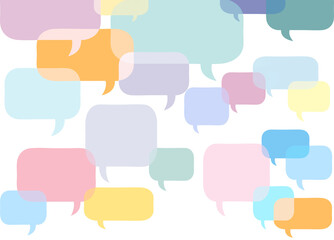 Talk talk, many conversations, illustrated speech bubbles