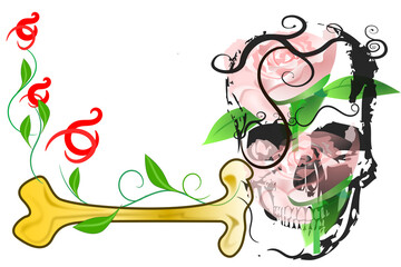 soft rose and skull rock design.