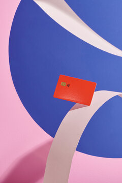 Strip wave paper and levitating template mockup bank credit card