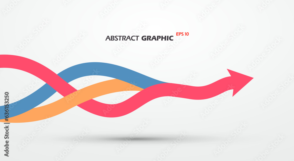 Poster multiple colored ropes converging into arrows in the same direction, vector graphics.