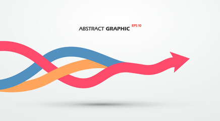 Multiple colored ropes converging into arrows in the same direction, vector graphics. - 636153250