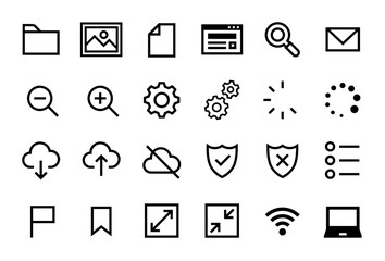 パソコンに使われるマークのベクターアイコンセット