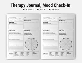 Therapy Journal and mood check-in logbook or notebook planner