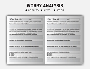 Fototapeta premium Worry Analysis Journal Logbook Or Notebook Kdp Planner