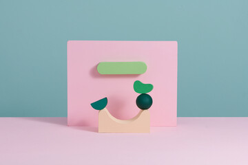 Color props for product photography on beige background