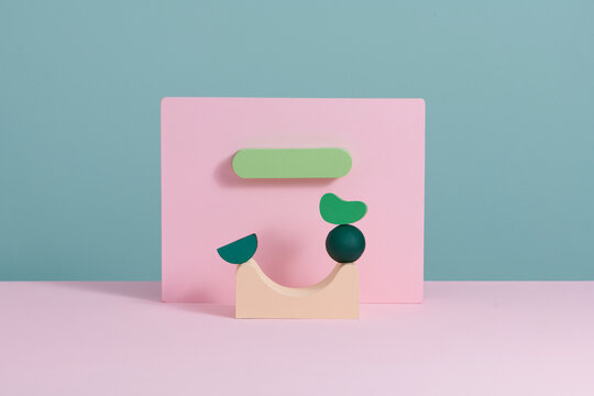 Color props for product photography on beige background