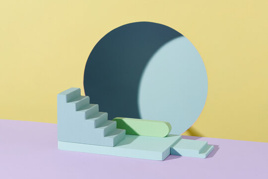 Stairs in a minimalist scene with modern geometric style.