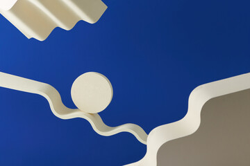 Color props for product photography on blue background