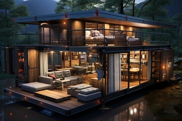container home that's perfect for remote locations. Showcase its off-grid capabilities. Generated with AI
