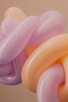 balloons forming abstract structure 