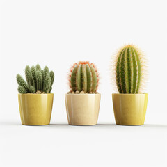 Cactus collection on white background